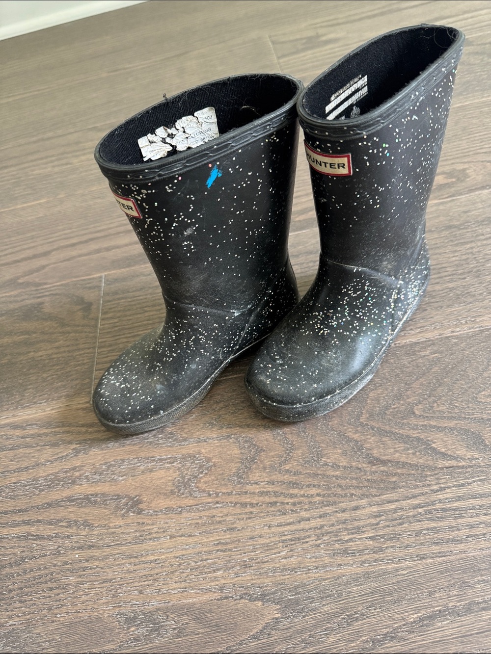 Hunter Black Speckle-Print Kids Rain Boots